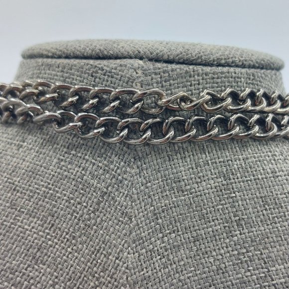 Black Necklace Faceted Resin Beads Large Link Chain Light Weight 24" Silver Tone - Picture 7 of 10